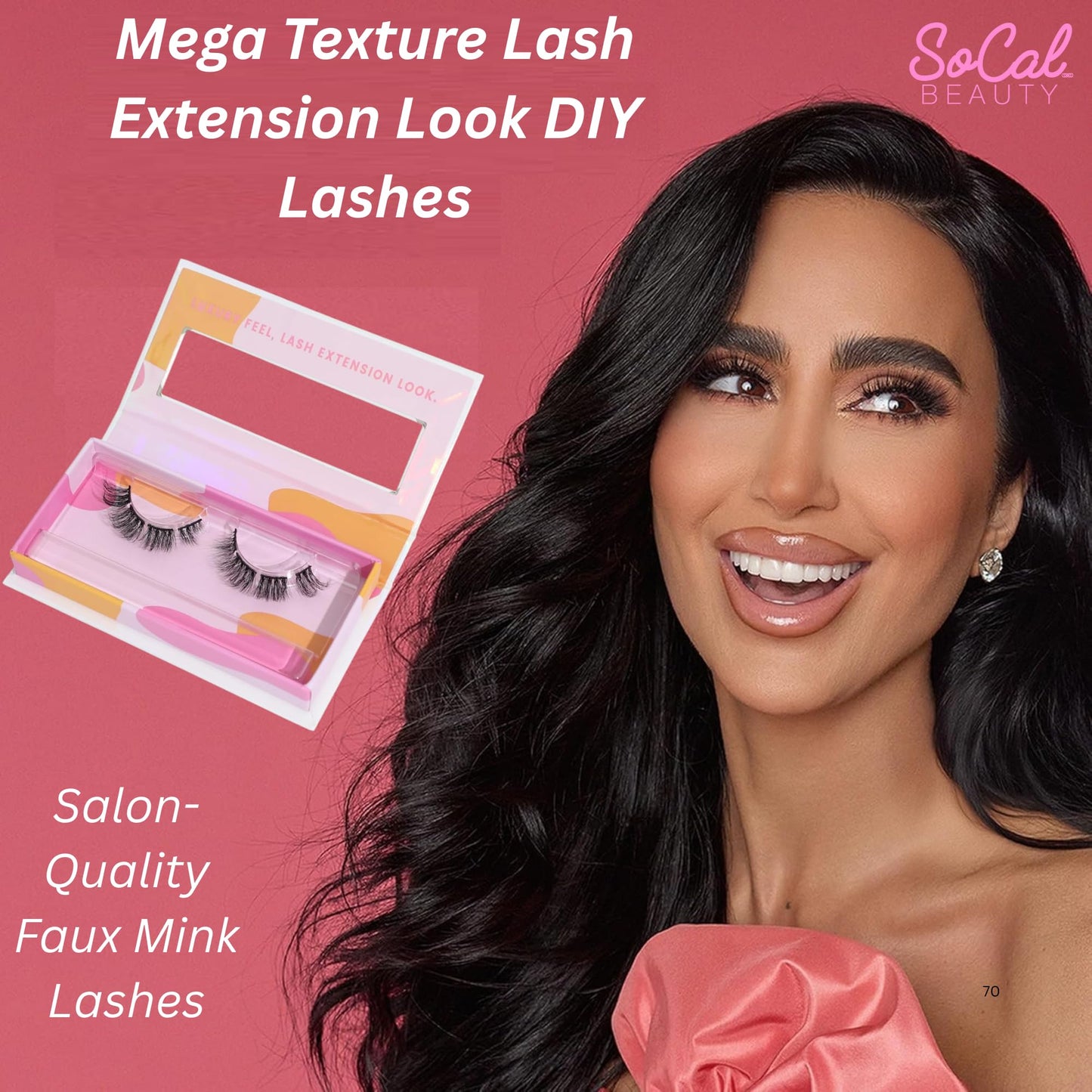 Mega Texture Lash Extension Look DIY Lashes by SoCal Beauty - Salon-Quality Faux Mink Lashes - Easy to Apply, Reusable, Lightweight & Cruelty-Free