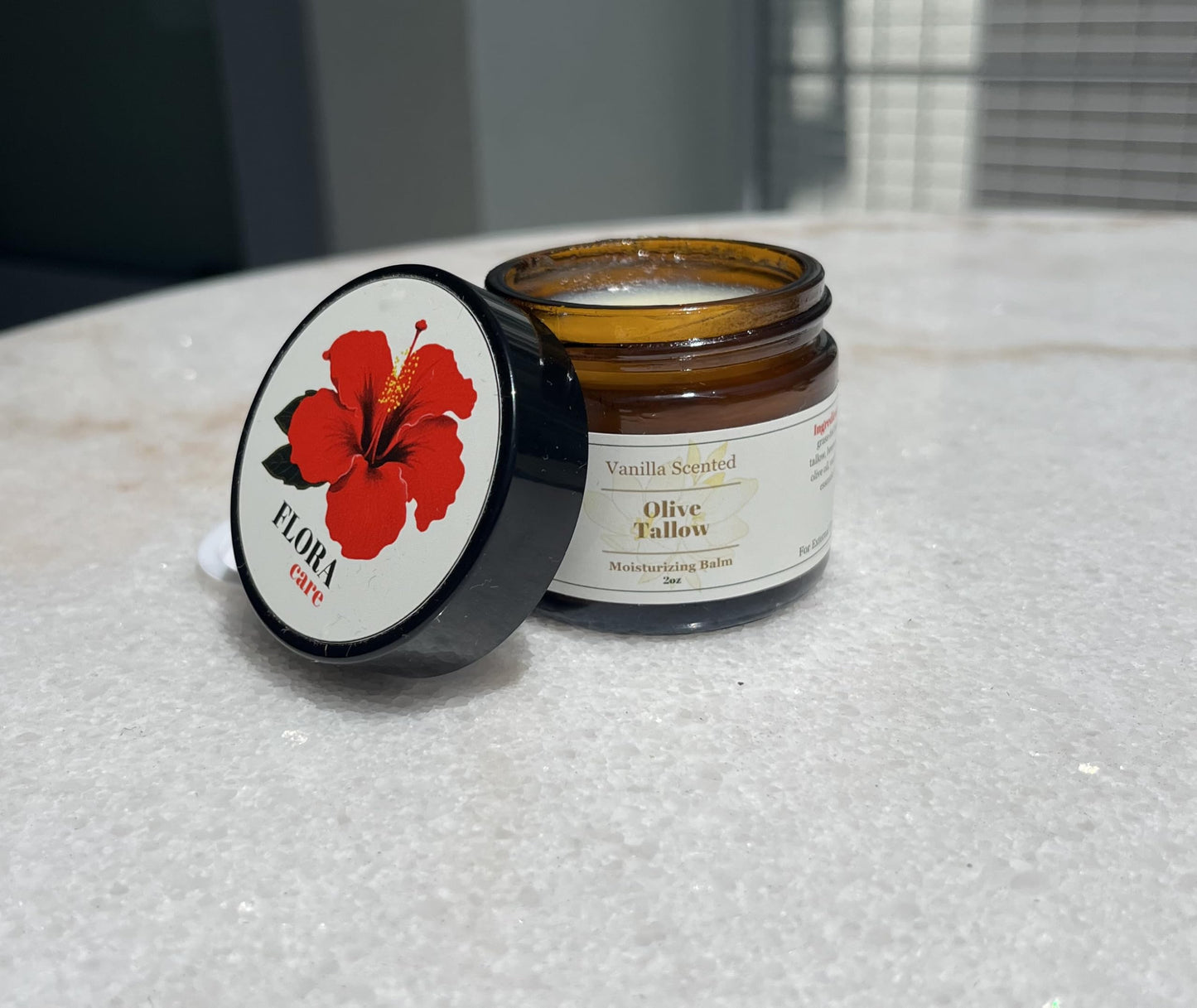 100% Grass-Fed Beef Tallow Face Moisturizer - Natural Organic Skin Care with Vanilla Essential Oil - Nourishing 2oz Balm with Olive Oil & Beeswax for Sensitive Skin, Hands & Lips
