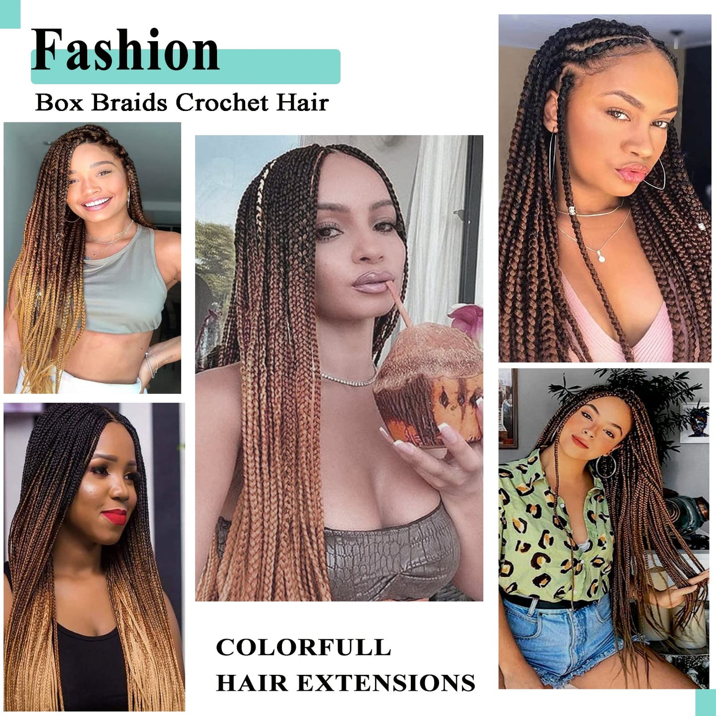 Crochet Box Braids 30 Inch Prelooped 8 Packs 1B/30/27 Ombre Color 3 Tone Long Goddess Box Braids Crochet Hair Crochet Hair 3x Box Braided Crochet Hair Synthetic Braiding Hair Crochet Braids Hair