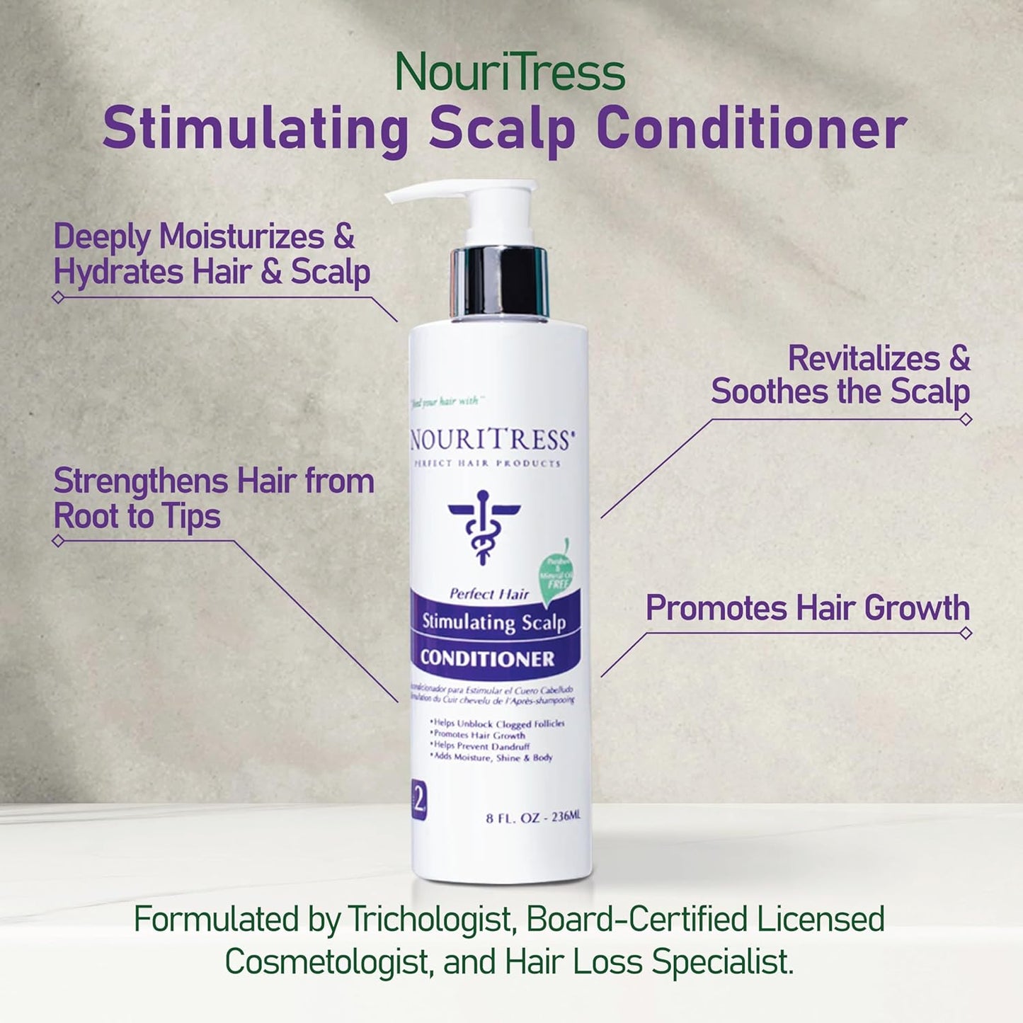NouriTress Stimulating Scalp Conditioner - Deep Conditioner for Dry Scalp Treatment with Peppermint & Argan Oil | 8oz