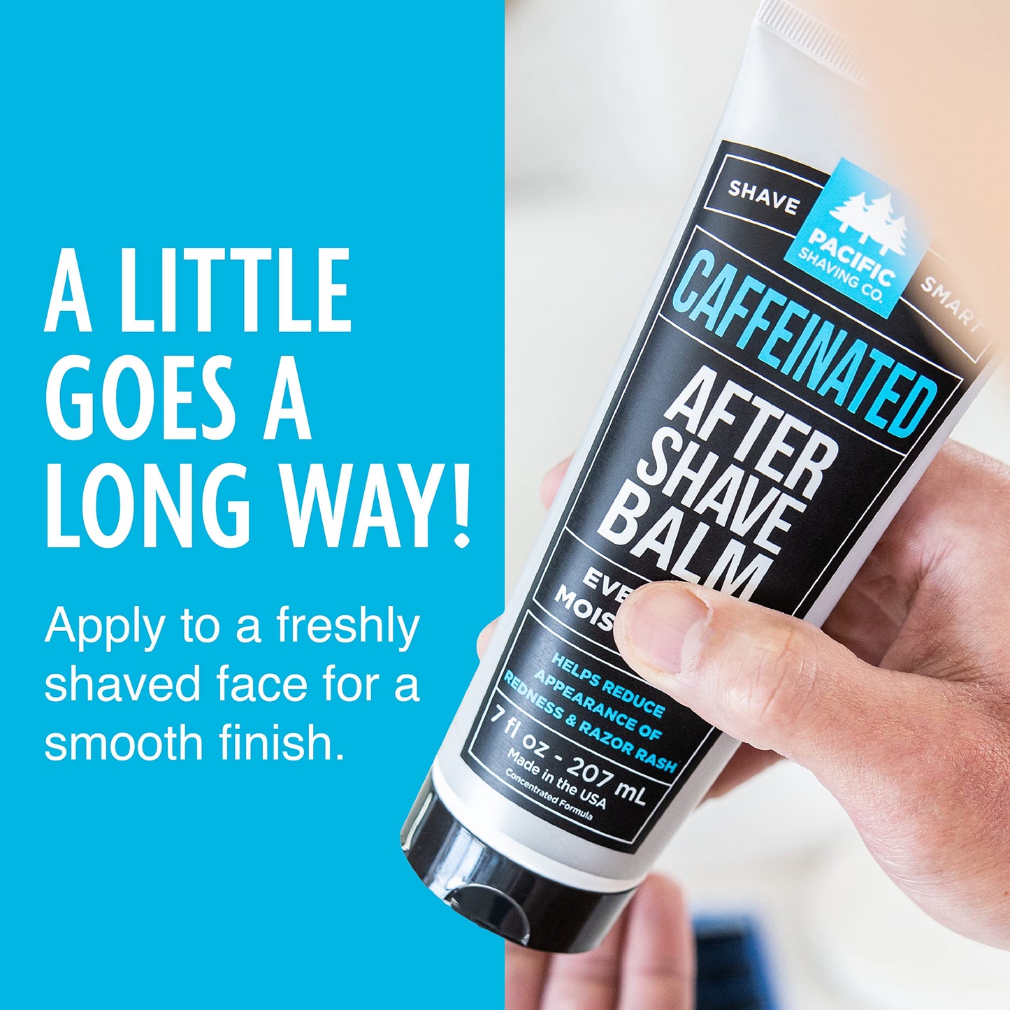 Pacific Shaving Company Caffeinated Aftershave, Men's Grooming Product - Antioxidant Daily Face Lotion + After Shave - Spearmint Post Shave Balm for Sensitive Skin (3.4 Fl Oz, 3 Pack)