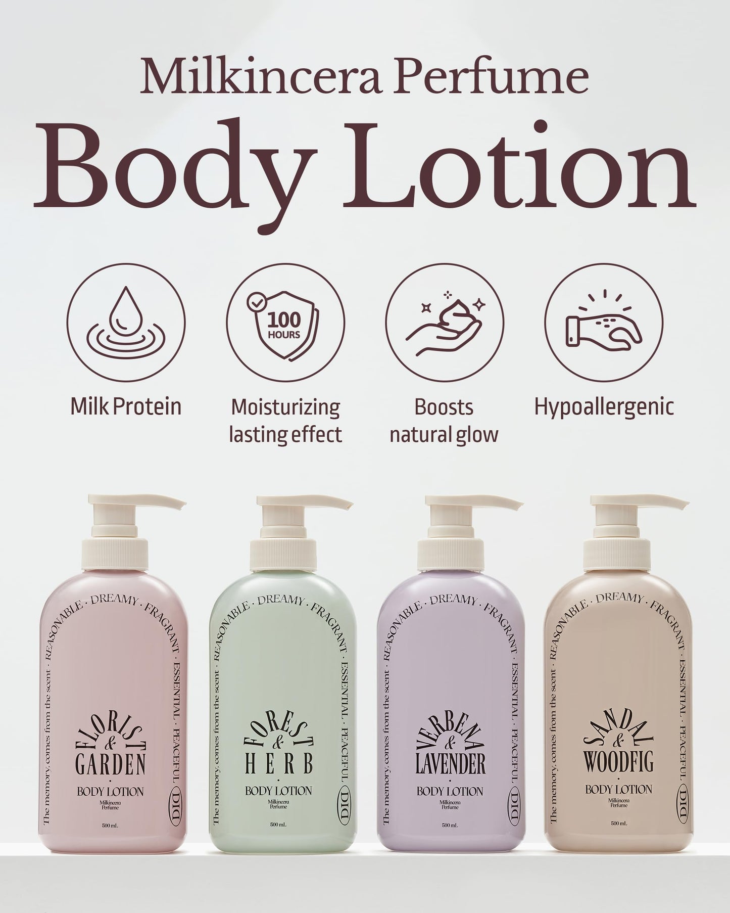 ODID Milk in Cera Perfume Body Lotion - Korean 100hr Moisturizing Body Moisturizer for All Skin Types - with Milk Protein and Ceramide, 16.9 fl.oz. (Sandalwood Fig)
