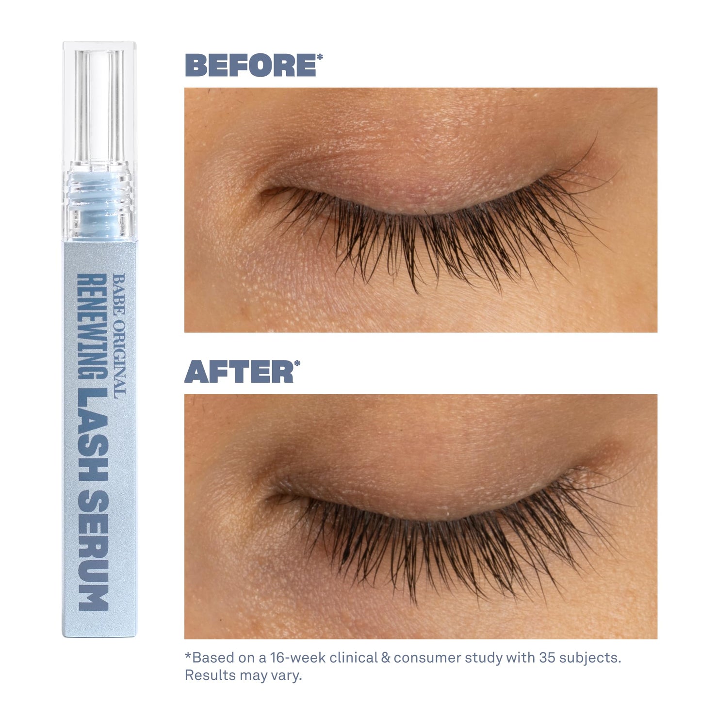 BABE ORIGINAL Renewing Lash Serum – Prostaglandin-Free, Peptide-Infused Gentle Lash Serum for Fuller, Longer-Looking Lashes, Lash Enhancing Treatment with Nourishing Botanicals, Vegan & Cruelty-Free