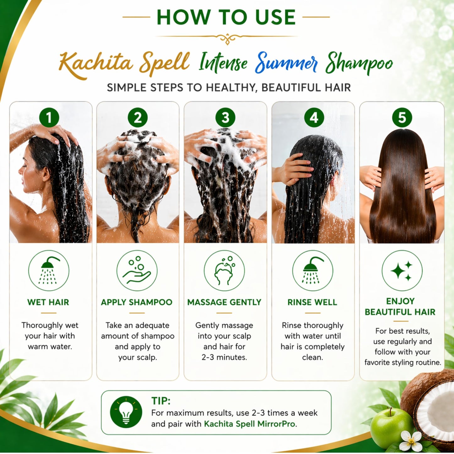 Kachita Spell New Hydrate Moisturizing Shampoo Intense Summer Sulfate and Paraben Free For Medium to Thick Dry, Color Treated Hair Made in USA 32 floz