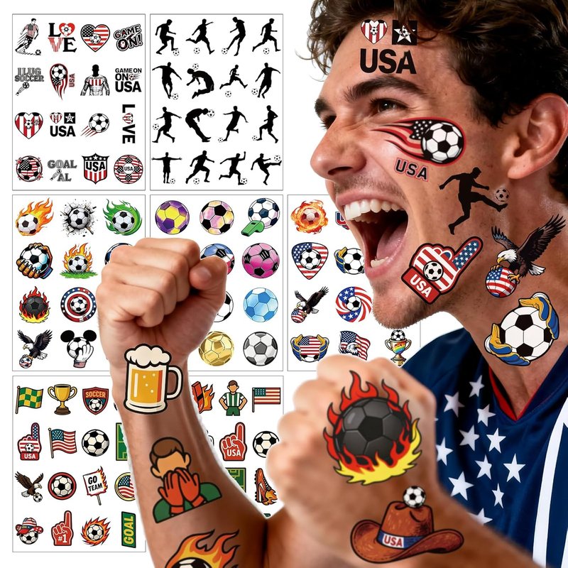 Temporary Soccer Tattoos Set - 100 Premium Football Designs, Easy Application for Parties & Events