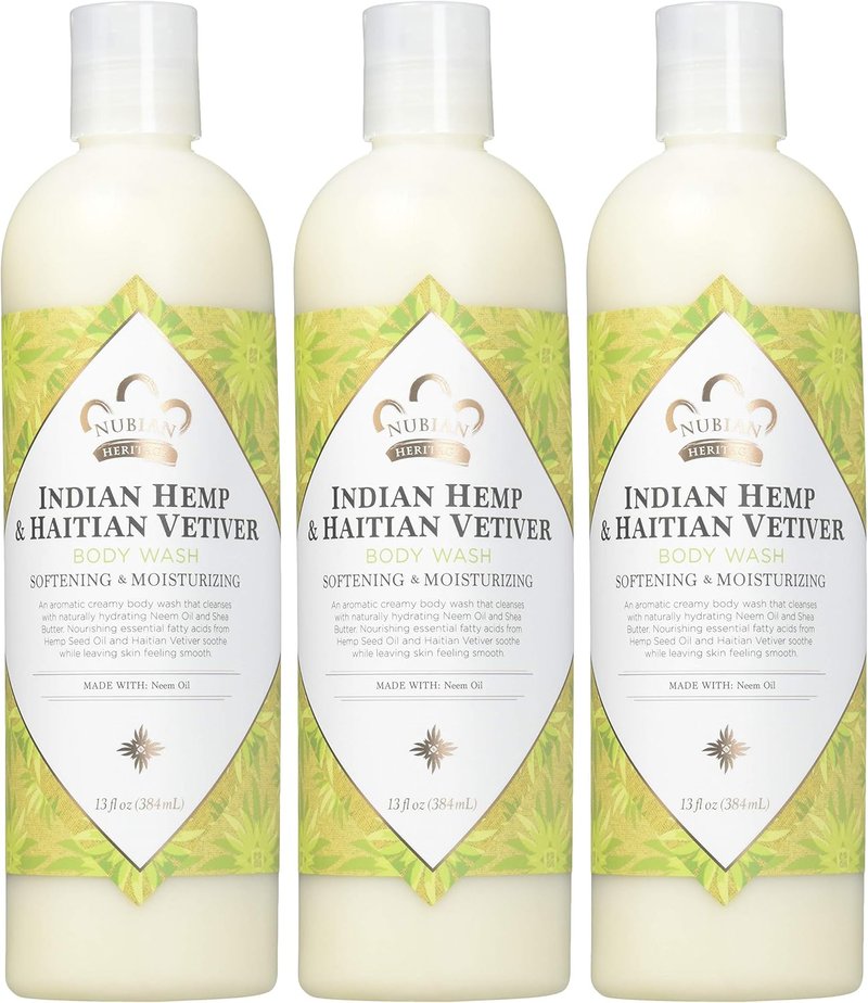 Nubian Heritage Indian Hemp Body Wash - Moisturizing Formula | 13 OZ (Pack of 3)