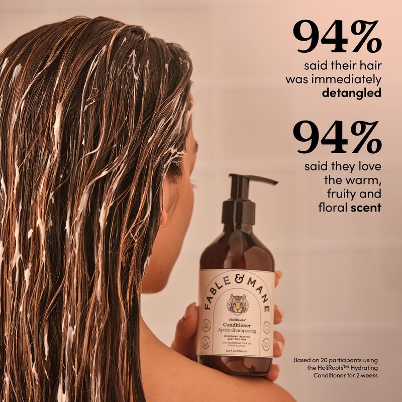 Fable & Mane Hydrating Conditioner, Nourishes Dry, Damaged Hair. Reduces Frizz with Turmeric and Coconut Oil. For Medium to Thick Hair Types