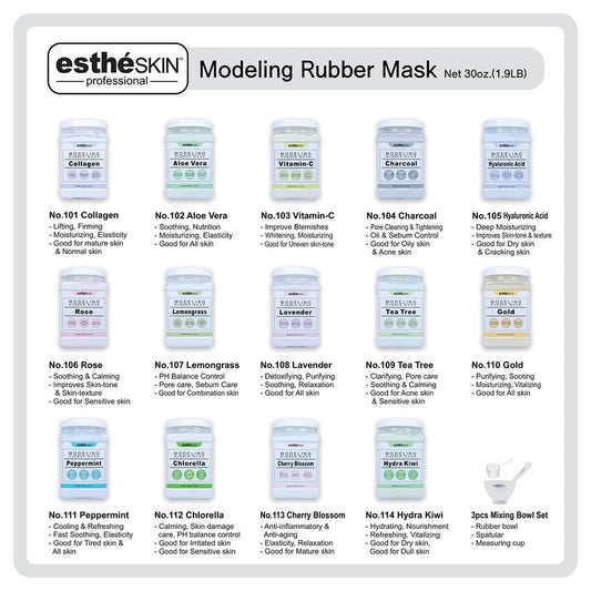 estheSKIN Peel Off Type Modeling Rubber Mask Powder Jar for Facial Skin Care Treatment (30oz) 850g, Measuring Spoon Included (30oz, 105.Hyaluronic Acid)