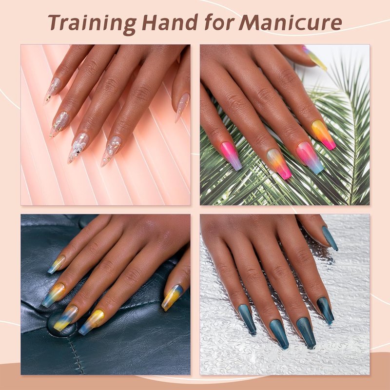 Acrylic Nail Practice Hand - Flexible Silicone Kit for Beginners | Bendable Fingers & Nail Art Supplies