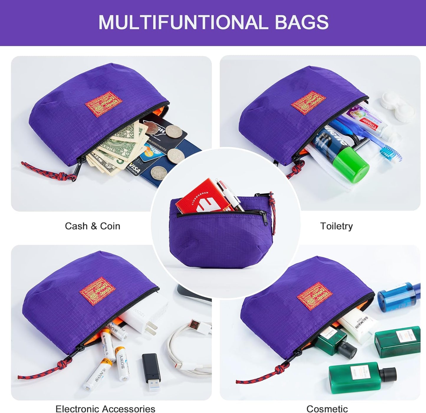 Small Travel Cosmetic Bag - Cute Compact Makeup Pouch with Leak-Resistant Design | Purple