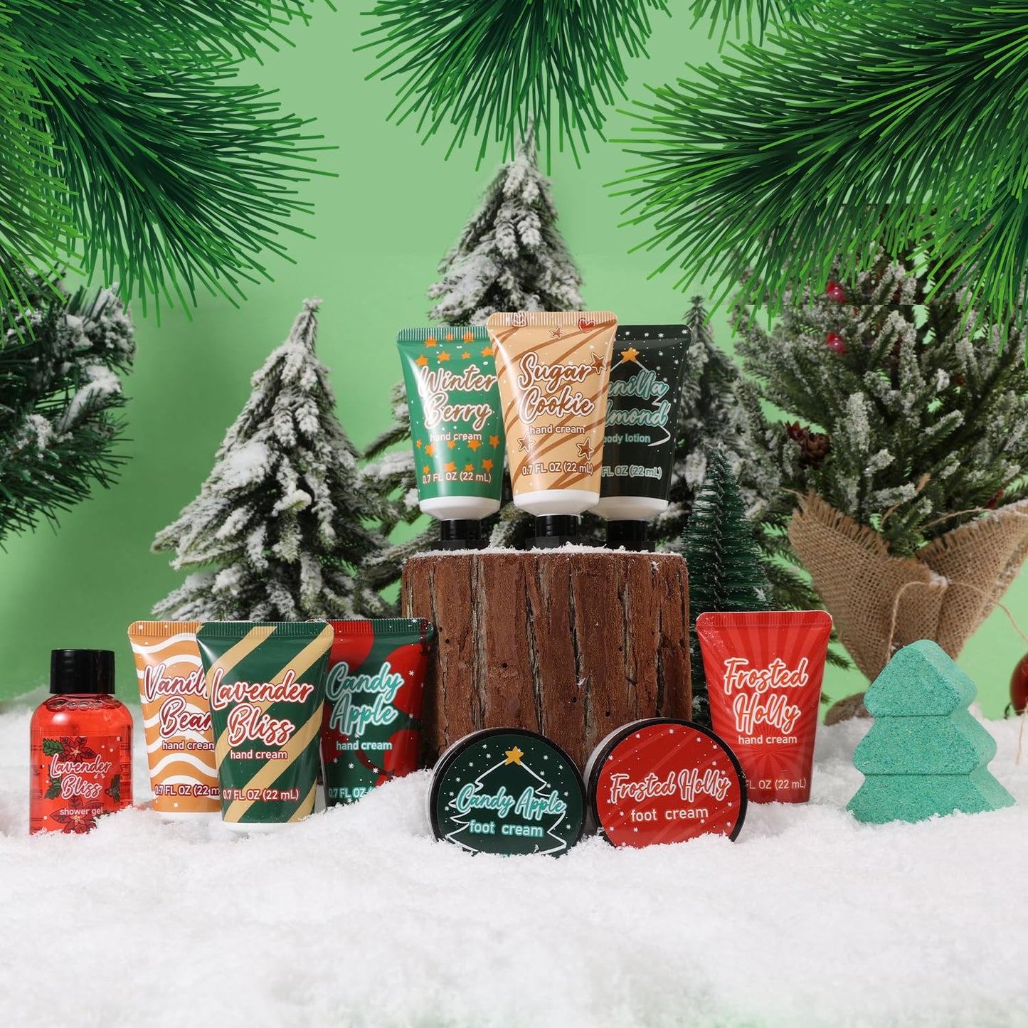 BODY & EARTH # LOVE Advent Calendar 2026 Womens Christams Gifts, Advent Beauty Calendar for Teen Girls 12 Days Countdown Calendar Hand Cream Gifts Spa Bath Sets with Body Lotion, Santa Keychain,Green