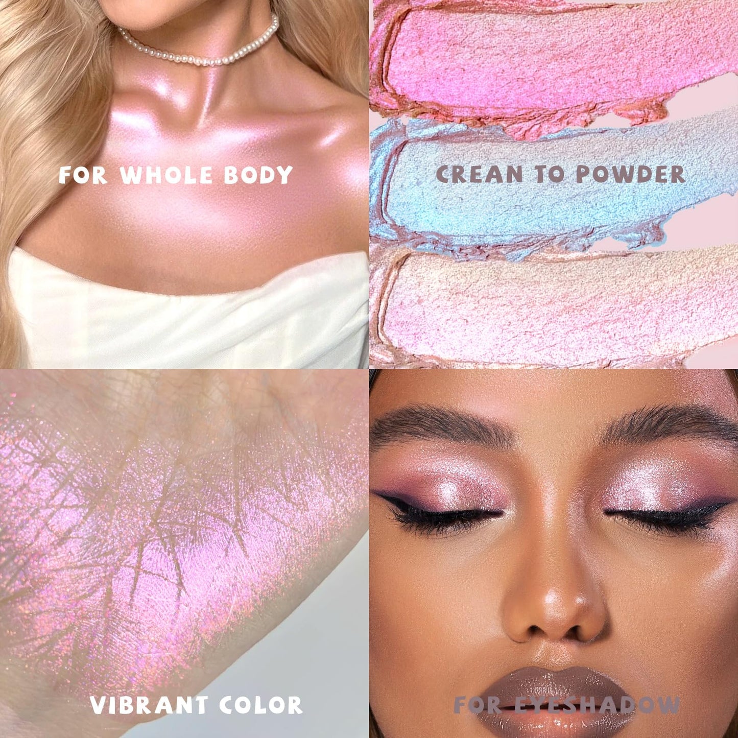 HOSAILY Holographic Multichrome Glitter Eyeshadow, Color Shift Metallic Shimmer Eyeshadow Palette, Chameleon Sparkle Inner Corner Eye Highlighter, Iridescent Eye Shadow Palette Fairy Makeup#05