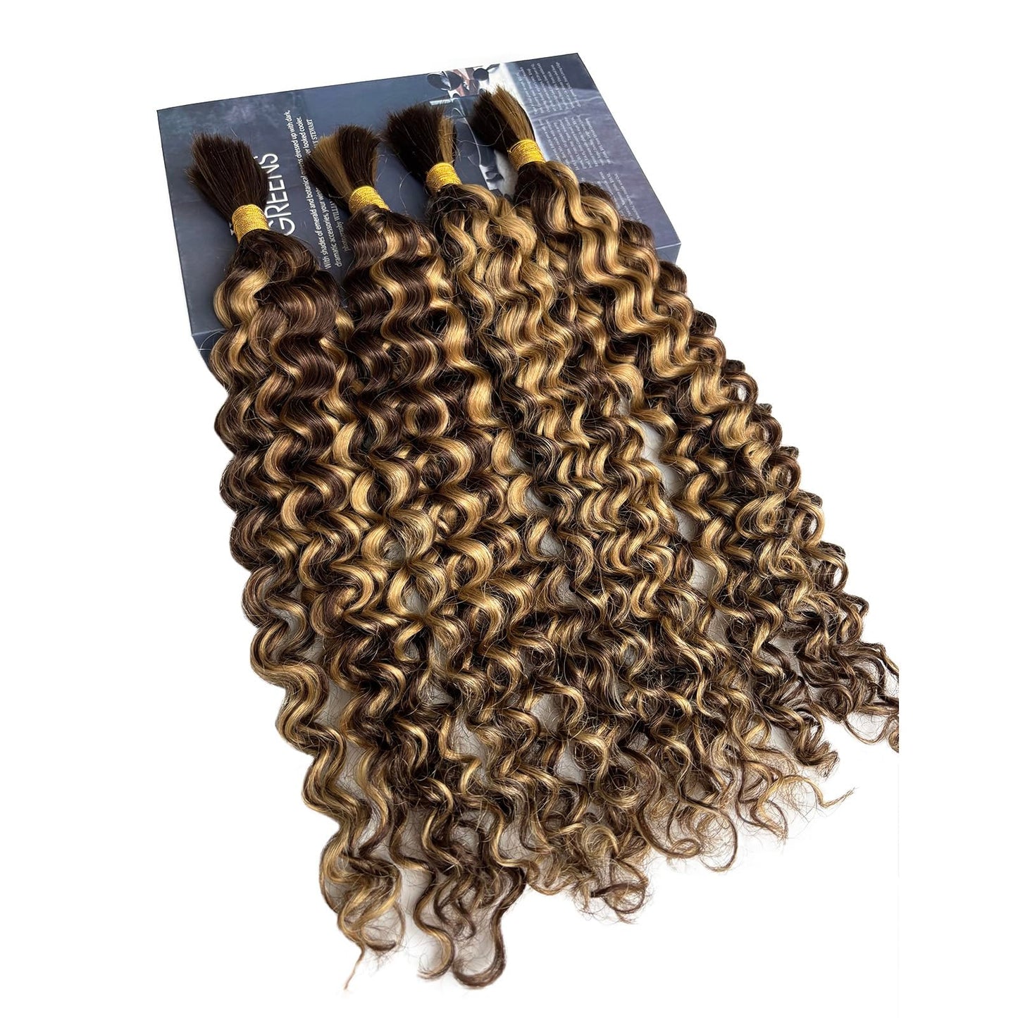 Licoville Boho Human Hair for Braiding 4/27 Water Wave Human Bulk Hair Brown Blonde Braiding Wet and Wavy Bundles No Weft 100% Curly Human Hair for Boho Braids Knotless Smooth Hair 16 Inch 100G