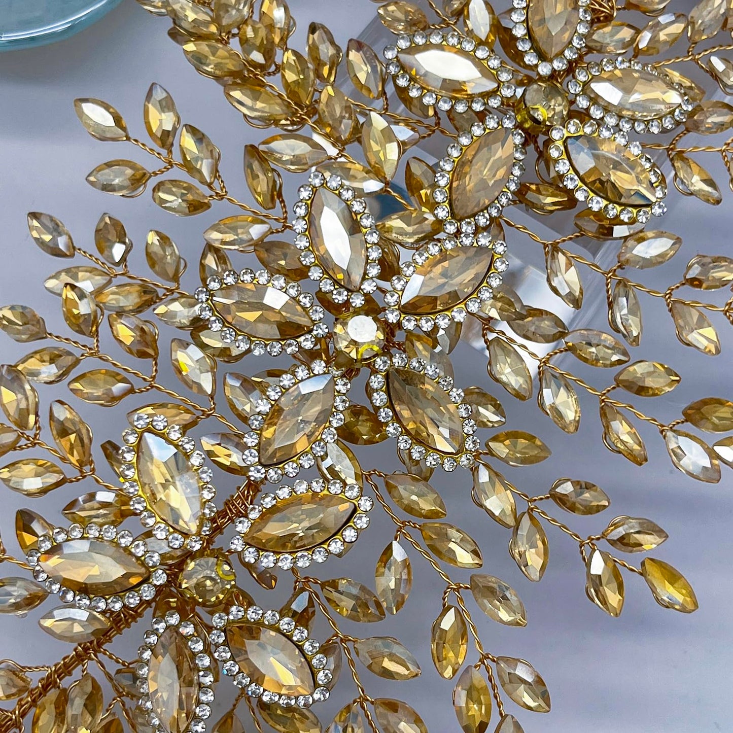 Mpoikba Bridal Hair Accessories, Wedding Hair Pieces for Brides, Rhinestone Bride Headband(Champagne)