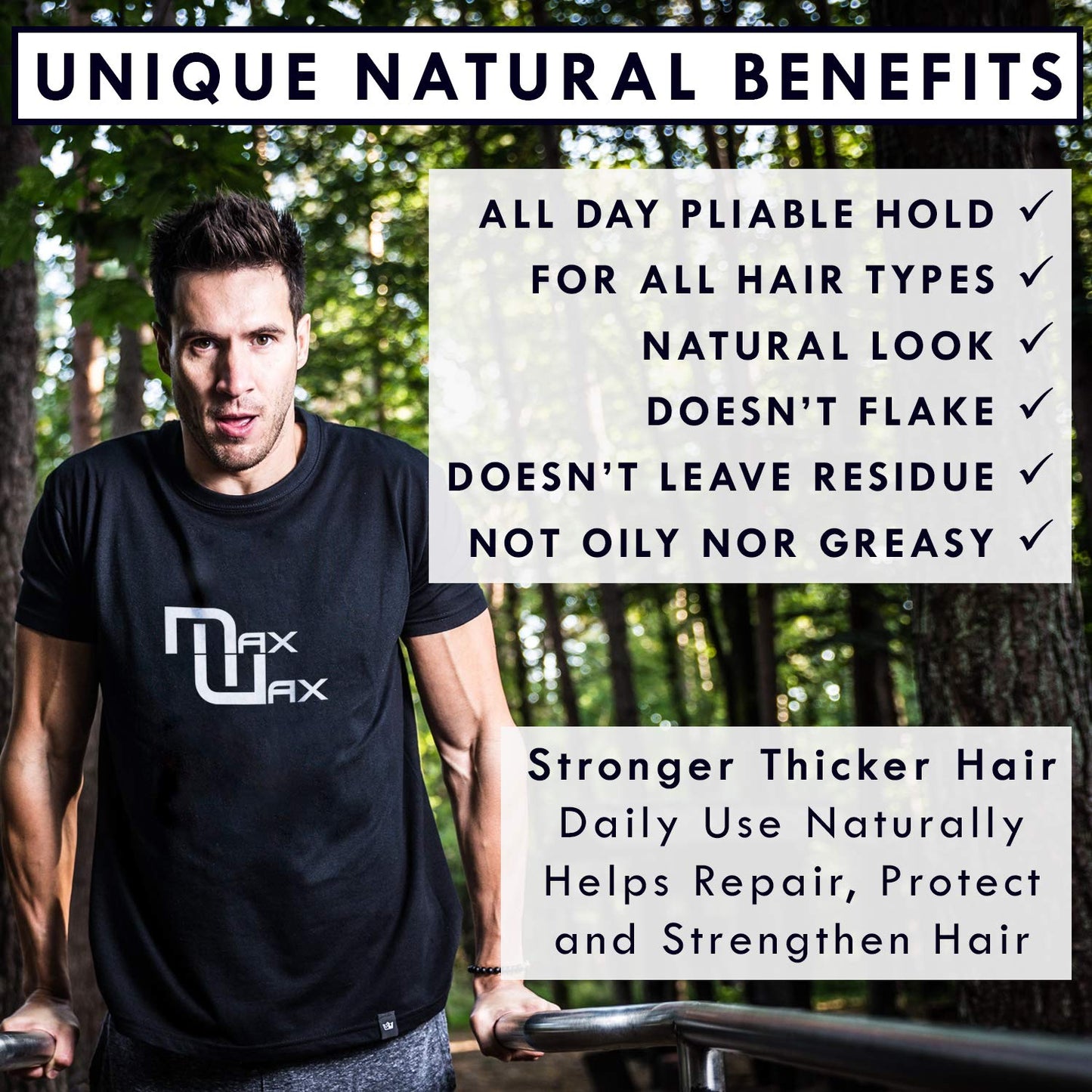 MaxWax Natural Hair Fiber Wax With Hair Care Treatment Natural Ingredients Nanovitamins and Essential Oils. Paraben Free. Helps Repair, Thicken, Strengthen, Grow and Protect Hair