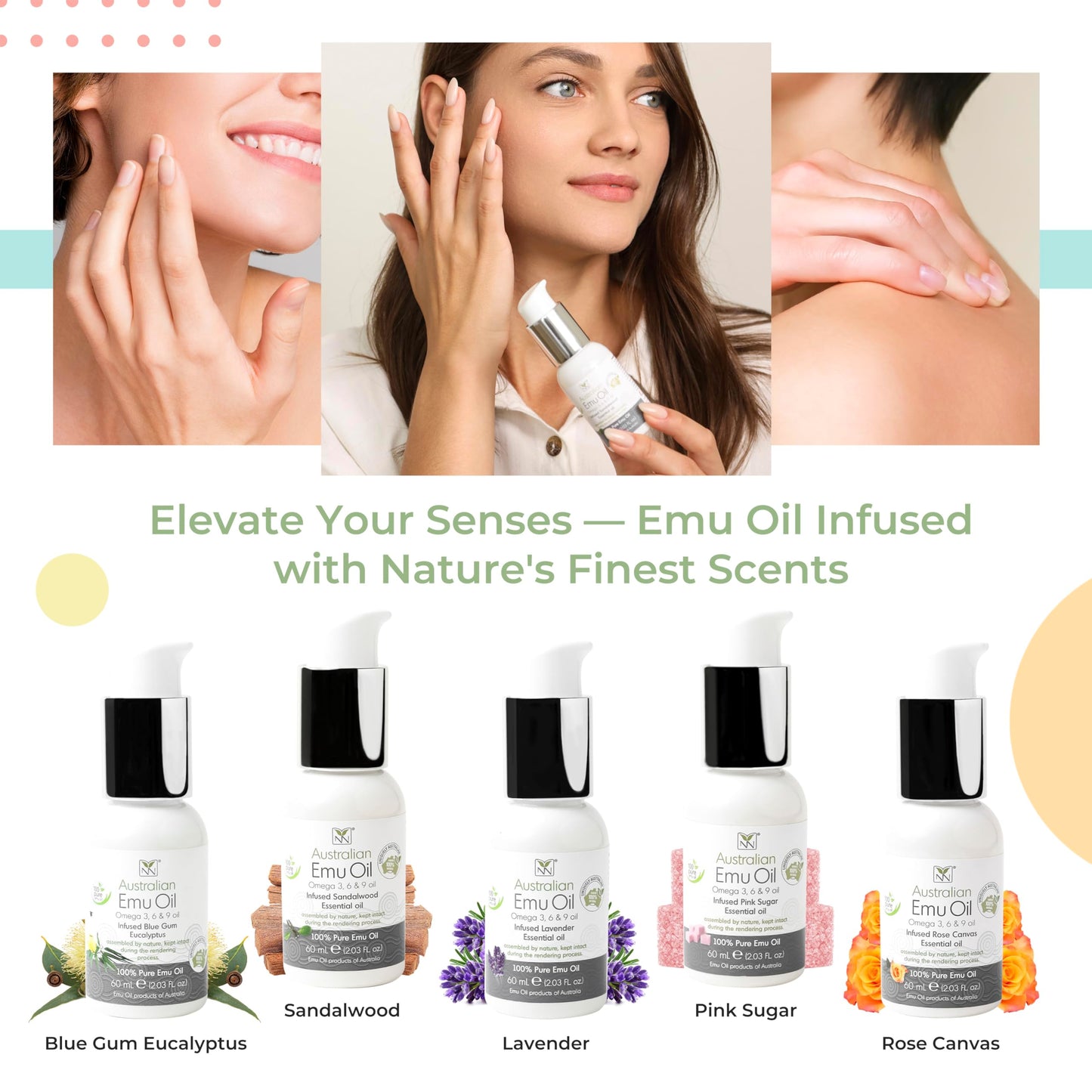 Y Not Natural Pure Emu Oil - Organic Moisture for Face, Body, Hair, Scalp & Nails - Rich in Omega 3-6-9, Vitamins & Essential Minerals - Australian Emu Oil (200ml) 6.76 fl oz - Rose Canvas