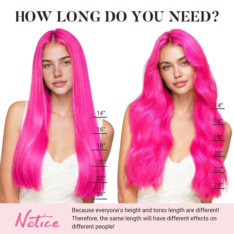 MAXITA Clip in Hair Extensions Real Human Hair,Remy Hair Extensions Clip ins Double Weft for Women,Natural Real Human Hair,18Inch 35g 6Pcs,HotPink
