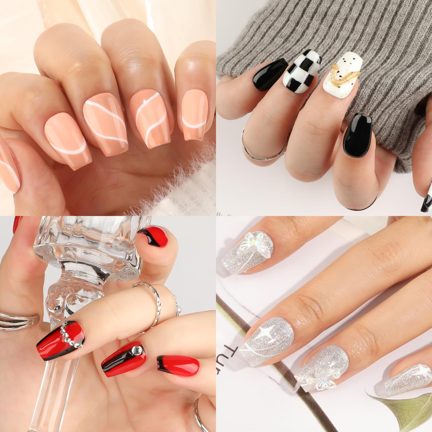 UNA GELLA Short Coffin Nail Tips 216pcs Short Coffin Gel Nail Tips 12 Sizes Full Cover Soft Gel Clear Fake Nails Extension for Home DIY Salon