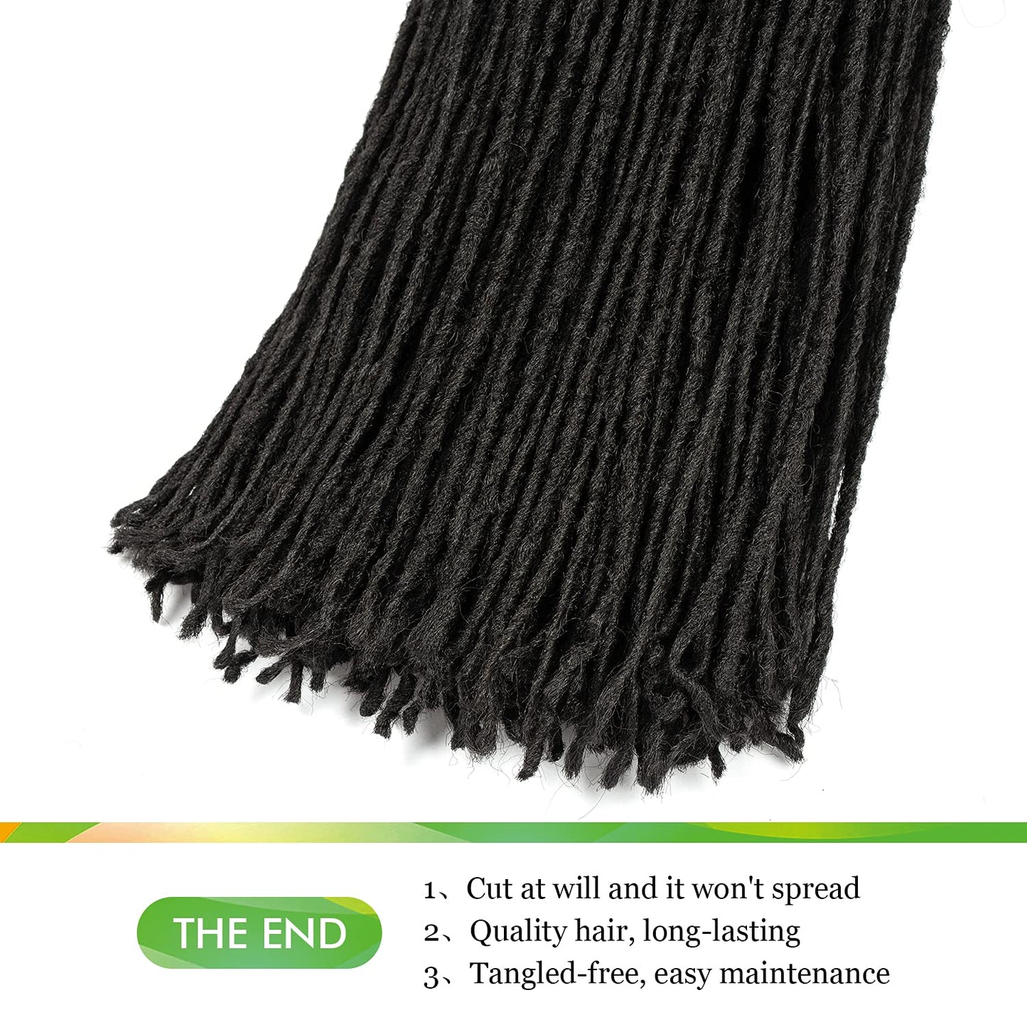 GUOHUI Micro Faux Locs Crochet Hair, 36 Inch 5 Packs Color Natural Black DIY Braids Straight Styles (36",1B)