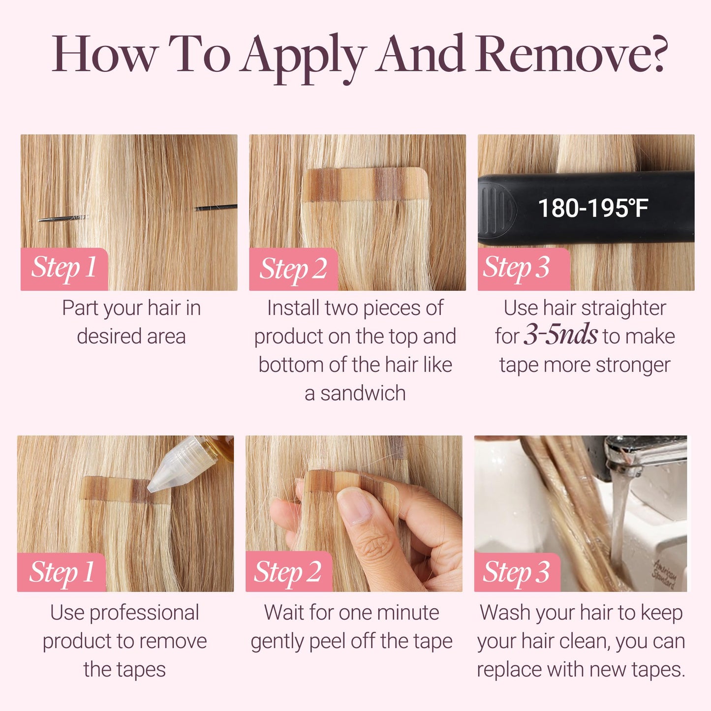 GOO GOO Tape in Human Hair Extensions Remy Invisible No Shedding Waterproof Tape Soft Silky Reusable for Daily Wear, 16/22 Light Blonde Highlighted Golden Blonde, 18inch 50g 20pcs
