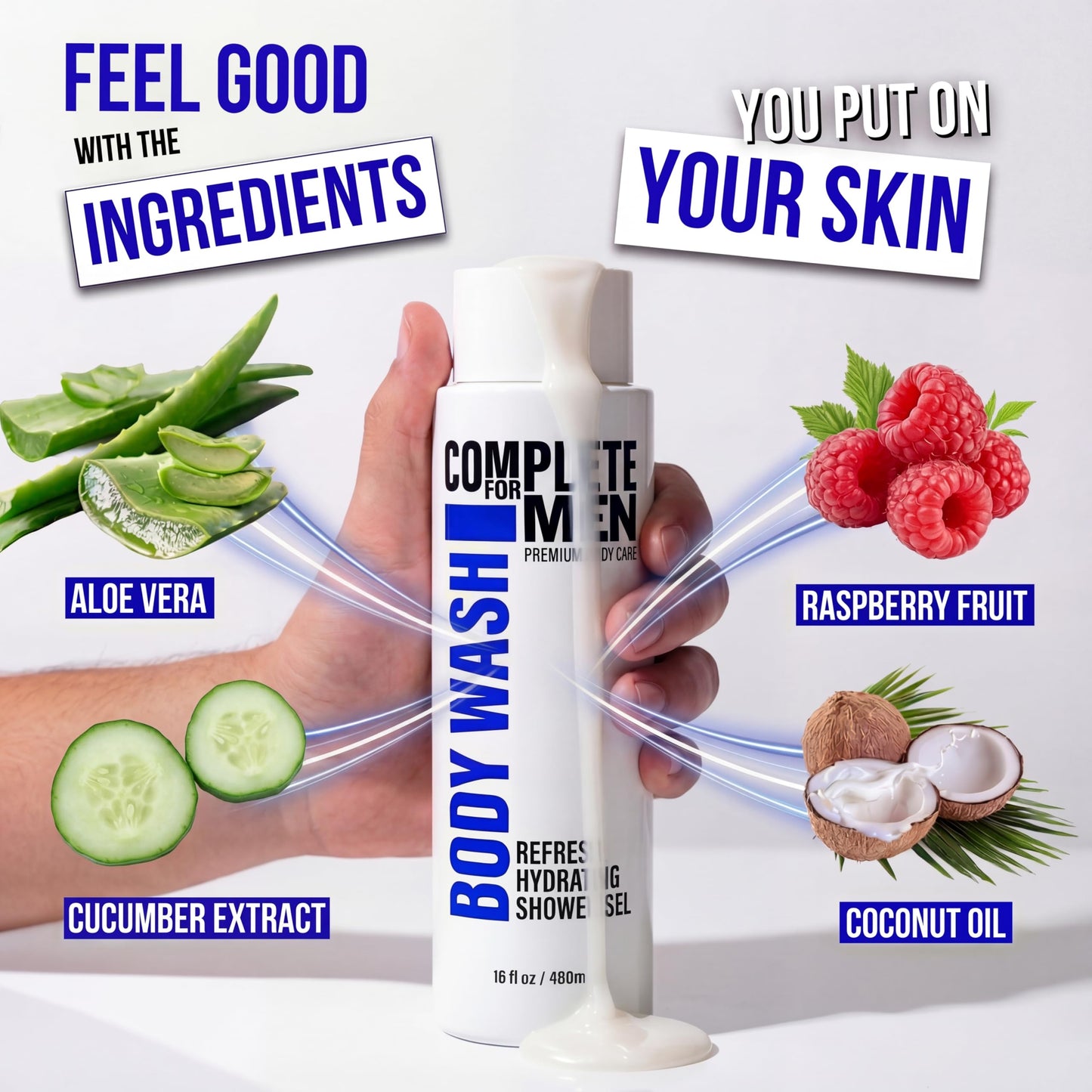COMPLETE FOR MEN - Men's Body Wash & Lotion Bundle: Cleanse Dirt and Odors, Hydrate Skin for All-Day Moisturization, Sulfate-Free, Paraben-Free Skincare for Men, Men's Shower Gel & Moisturizing Lotion