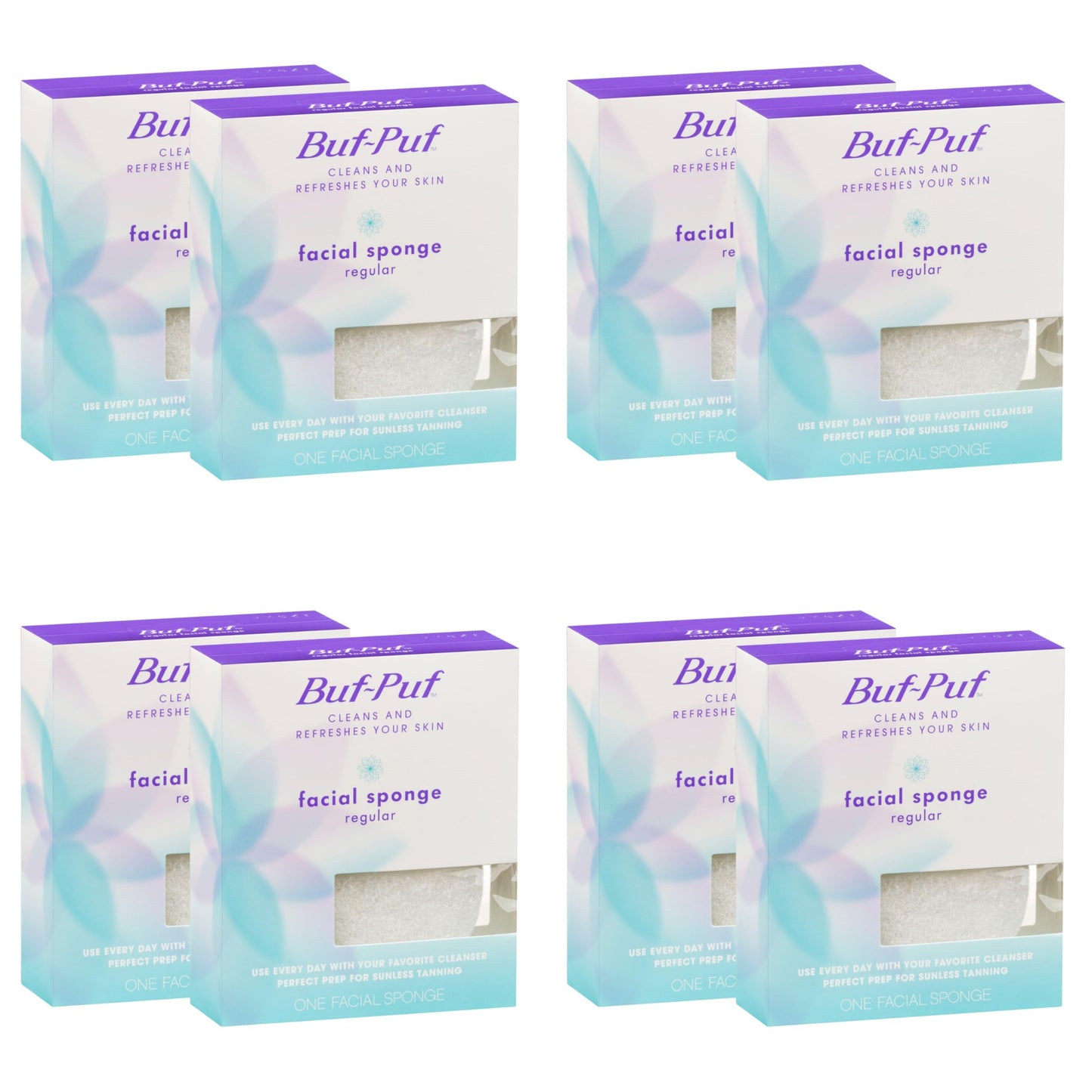 Buf-Puf Facial Sponge, Dermatologist Developed, Removes Deep Down Dirt & Makeup That Causes Breakouts and Blackheads, Reusable, Exfoliating, White, 8 Count
