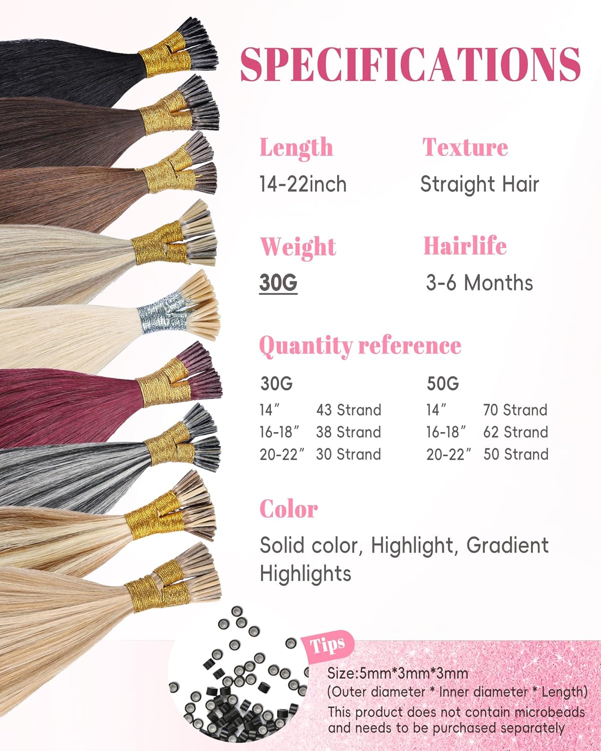 Remy I Tip Hair Extensions - 20 Inch Silky Straight Human Hair | #7/60 Chocolate Brown to Caramel Blonde, 30g