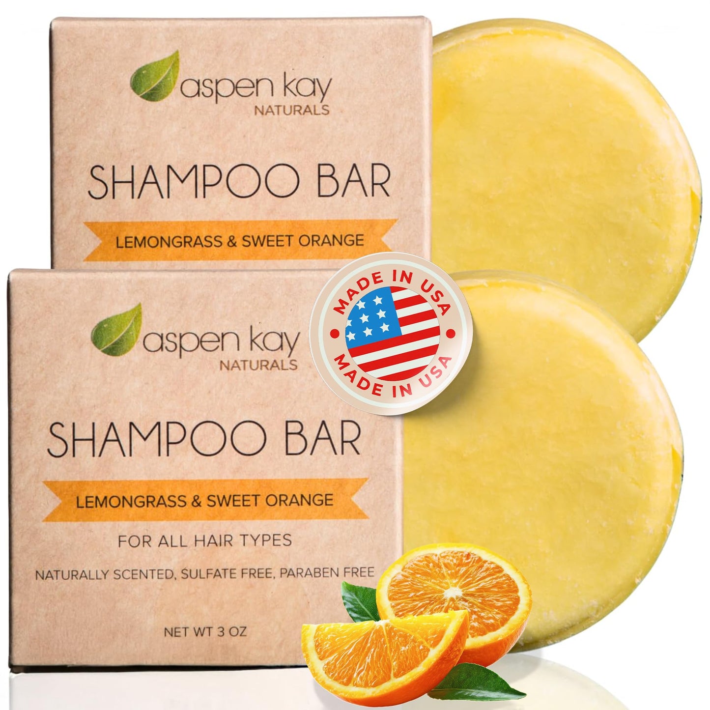 Solid Shampoo Bar, Made With Natural & Organic Ingredients, Sulfate-Free, Cruelty-Free & Vegan, All Hair Types, 3 Ounce Bar