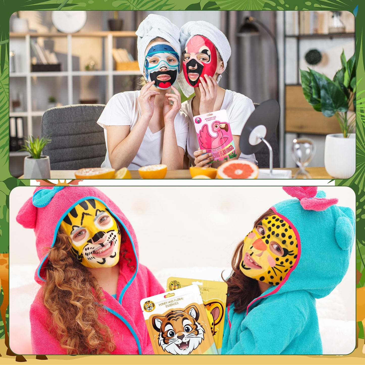 Dansib 24 Pcs Animal Face Masks Bulk Spa Sheet Skincare Facial Mask Funny Face Skin Care for Women Girls Sleepover Slumber Party
