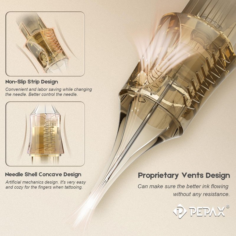 PEPAX Lance Tattoo Cartridge Needle 1223CML - 20Pcs Tattoo Needles Cartridge #12 Standard 23 Curved Magnum Tattoo Cartridges Diameter 0.35mm Long Taper 5.0mm Membrane Makeup Tattoo Machines