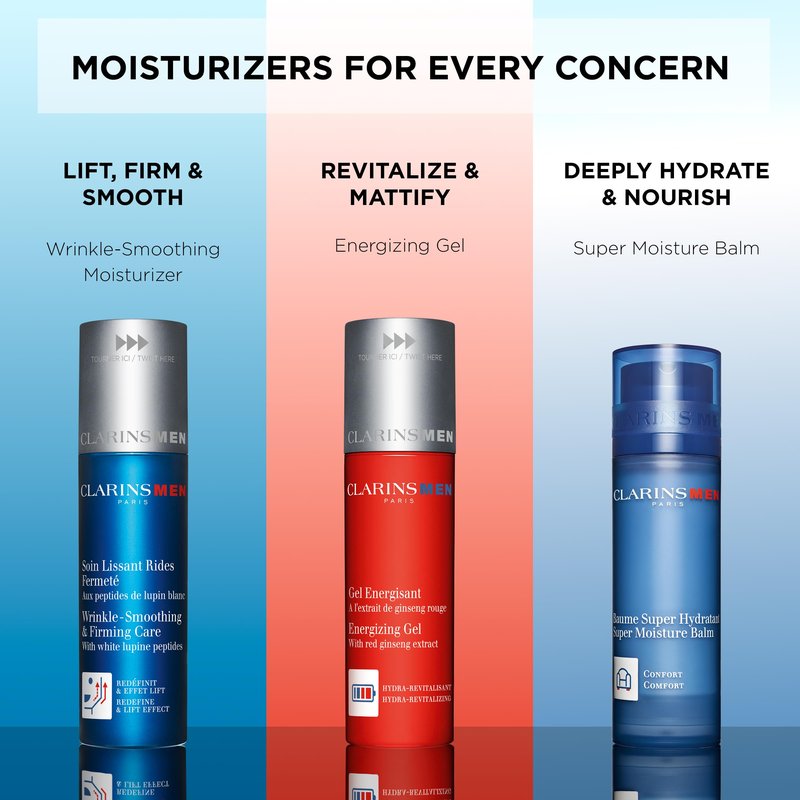 CLARINSMEN Energizing Gel | Cool, Mattifying Gel Moisturizer For Men| Energizes Skin and Locks In Moisture | Mattifies and De-Shines | Invisible, Non-Sticky Texture | All Skin Types | 1.7 Ounces