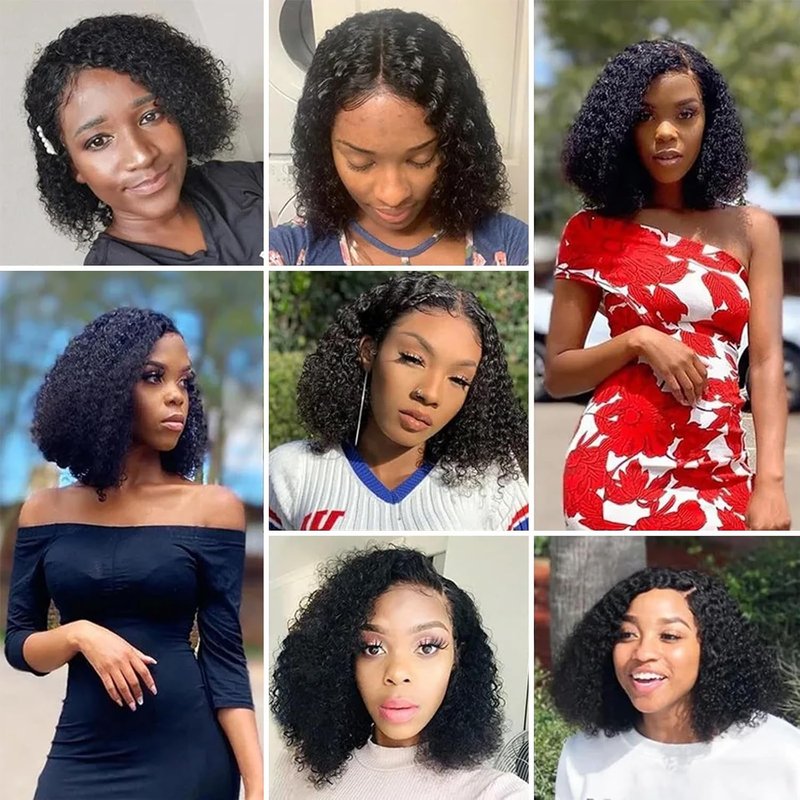 Adette 13x4 Lace Frontal Wig - Water Wave Human Hair for Black Women | Natural Black Color (12 Inch)