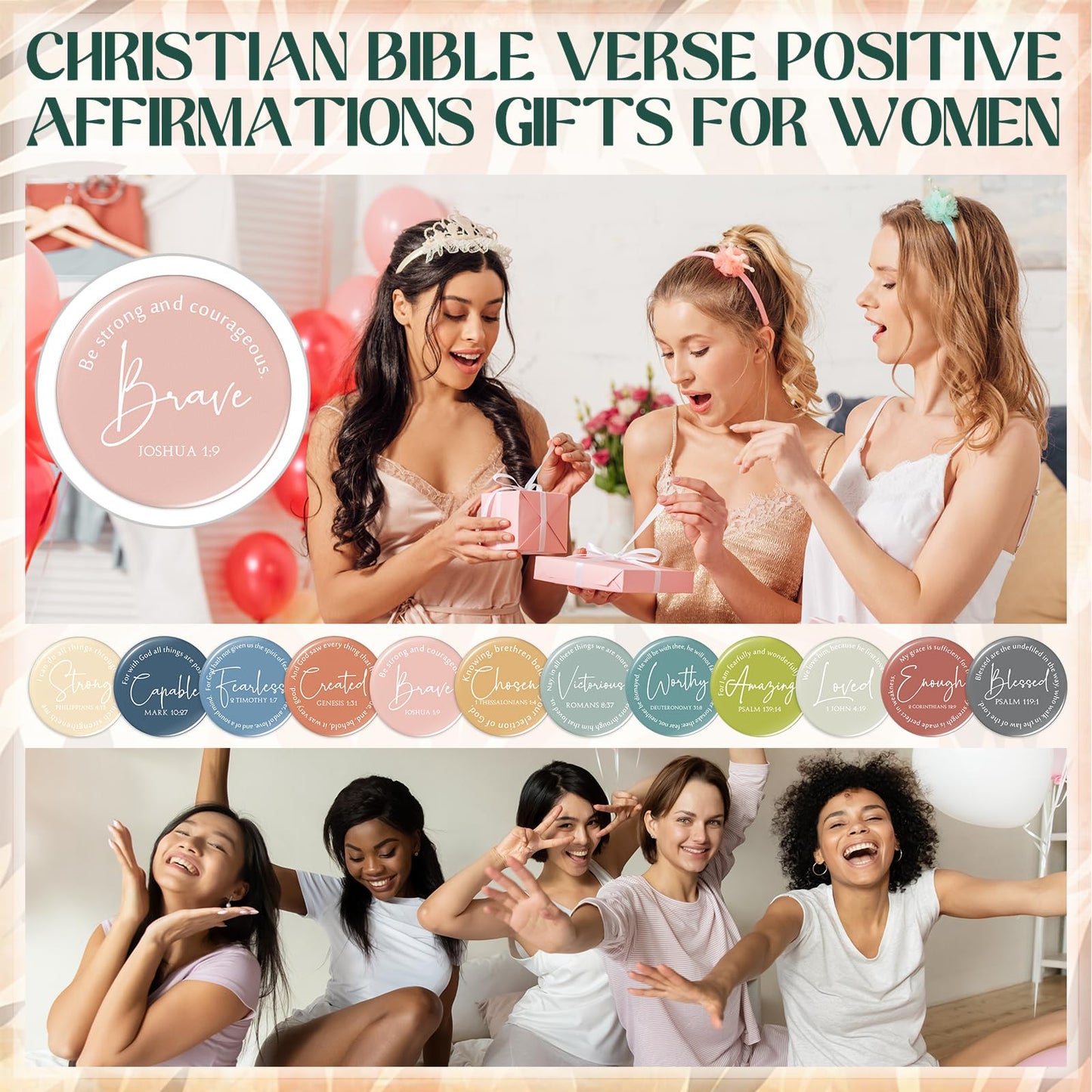 Geelin Mini Christian Gifts Mirror for Women Bulk Inspirational Bible Verse Scripture Portable Mirrors Small Church Gifts for Mother Women History Month VBS Party Favor(72 Pcs,Morandi)