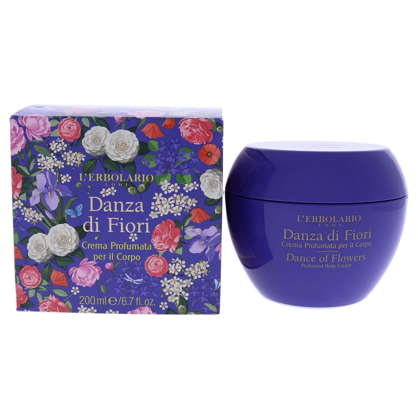 L'Erbolario Perfumed Body Cream – Moisturizing Body Butter – Nourishing Floral Blend – Softening Skin Care with Camellia – Dance of Flowers - 6.7 oz