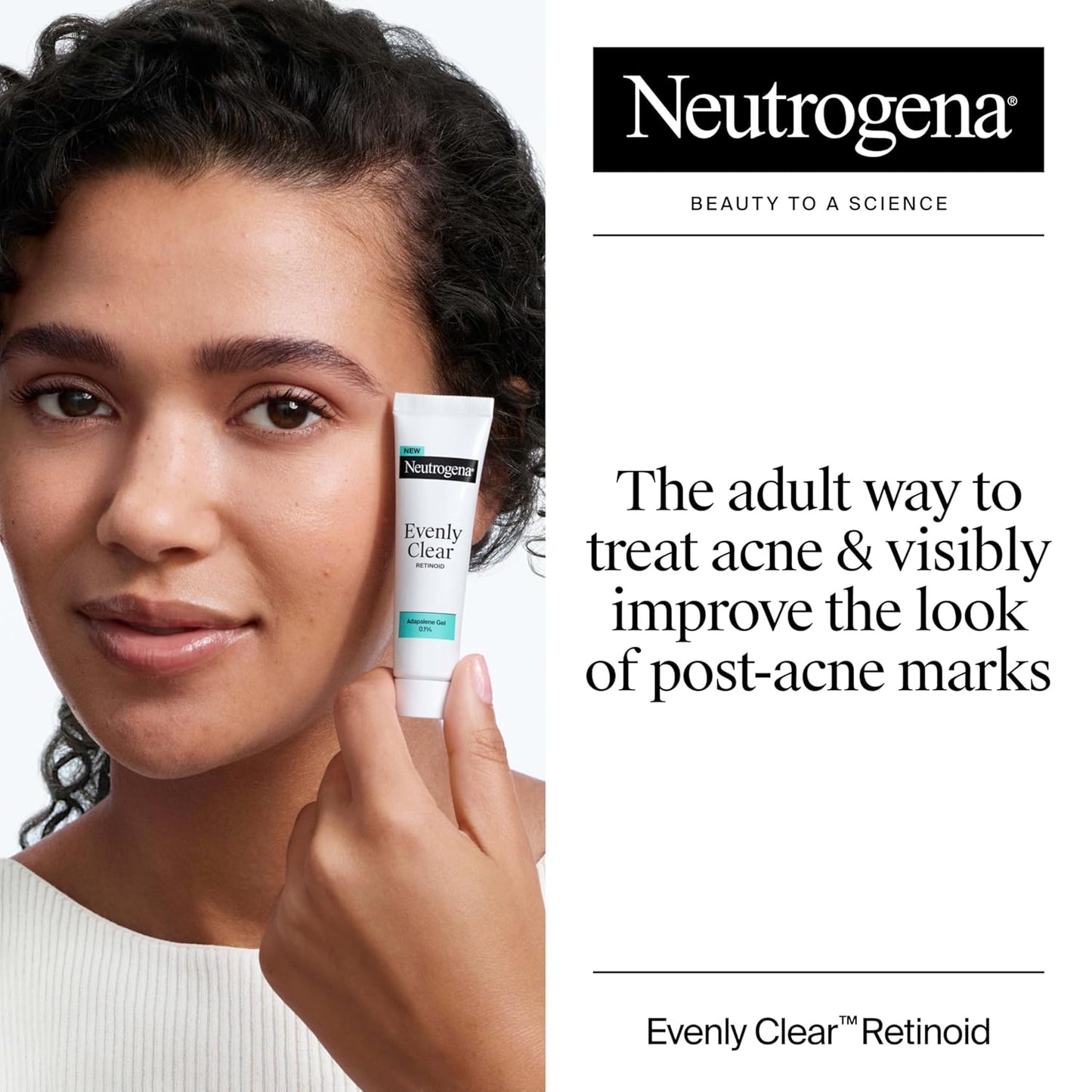 Neutrogena Evenly Clear Retinoid Adapalene Gel 0.1% - Acne Spot Treatment for Breakouts & Post-Acne Marks | 0.5 oz