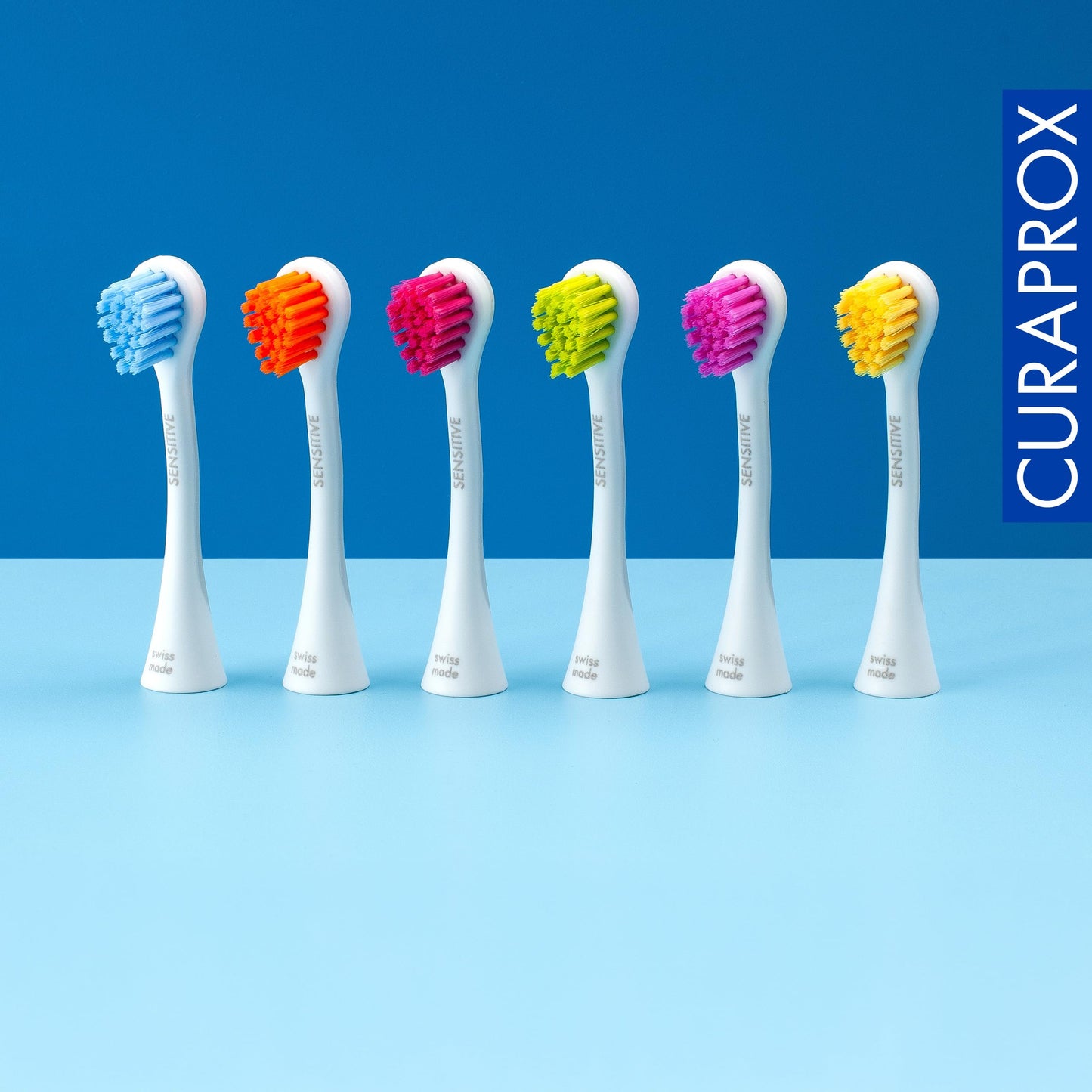 Curaprox Hydrosonic Brush Heads Rainbow Sensitive Duo – for Gentle Gum Care & Daily Cleaning | Yellow/Green, 2-Pack | Compatible with All Curaprox Sonic Models | Swiss Made