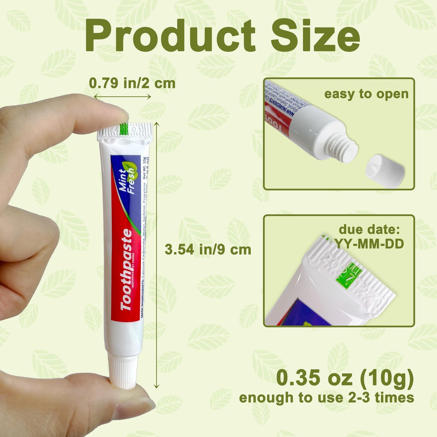JoseHana 200pcs Bulk Toothpaste Travel Size, 0.35oz Small Disposable Toothpaste for Travel, Homeless, Hotel, Office, Guests