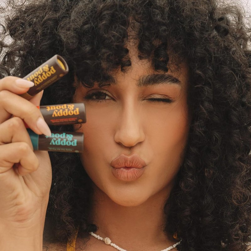 Poppy & Pout Jumbo Lip Balm Gift Set - All-Natural Moisturizers with Beeswax & Coconut Oil | 3-Pack Retro Surf