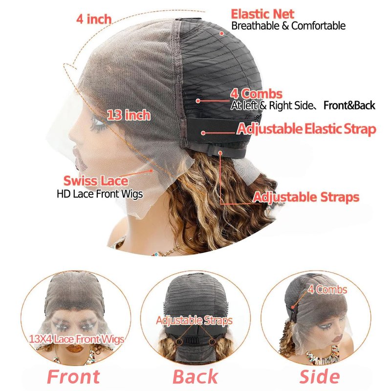 JFOOHD Blonde Bob Wig Human Hair 613 Lace Front Wig 13x4 HD Lace Frontal Straight Wigs Human Hair Pre Plucked With Baby Hair Short Bob Wigs for Women 180% Density 12 Inch