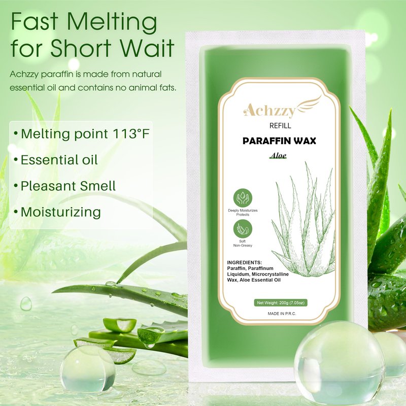 Achzzy Natural Paraffin Wax Refills, 12-Pack Paraffin Wax Blocks of Aloe Scent for Paraffin Bath, Paraffin Wax for Hand and Feet for Deep Hydration, Moisturizing and Nourish(Aloe)