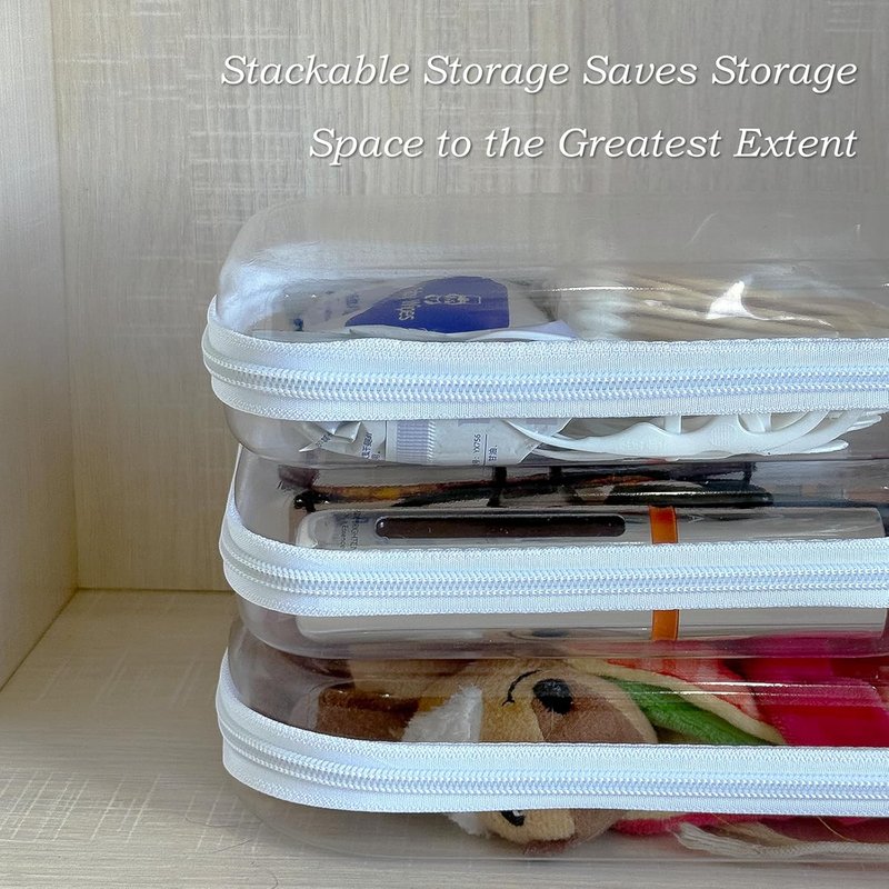 Clear Hard Zipper Case - Durable Storage Pouch for Snacks & Toys | Travel Organizer