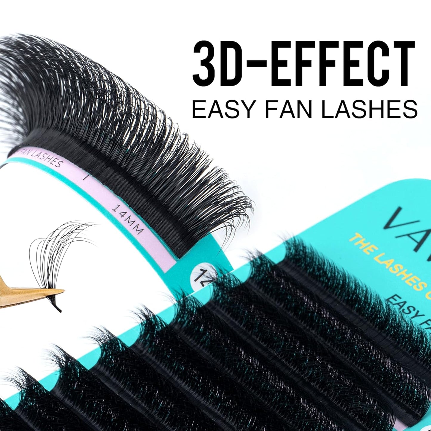 Easy Fan Lash Extensions - 3D Effect Self Fanning Eyelash Extensions | Automatic Blooming Camellia, 0.03-C, 8-15mm
