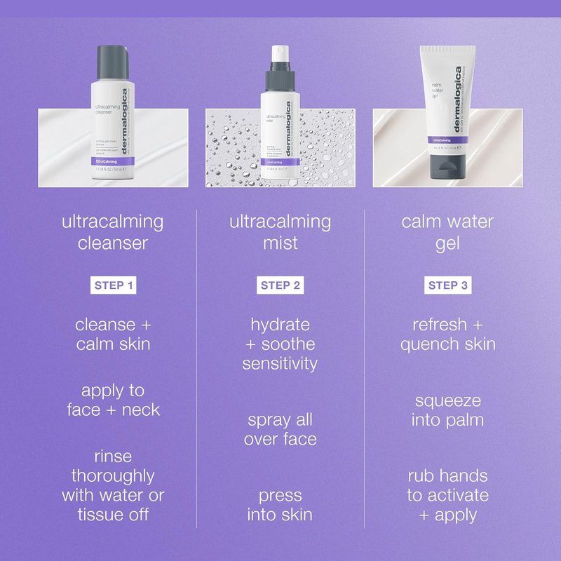 Dermalogica Sensitive Skin Rescue Kit - Face Wash, Toner & Moisturizer for Calm, Soothe & Irritate-Free Skin | 3-Piece Set