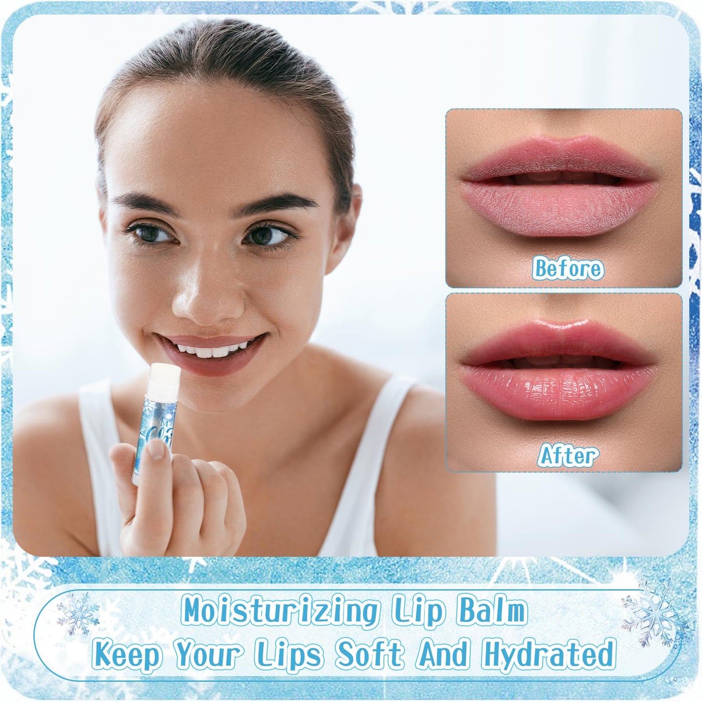 Swiffen 36 Pcs Christmas Lip Balm Bulk Winter Snowflake Honey Moisturizing Lip Balm Office Christmas Appreciation Gifts for Coworkers Teachers Staff Employee Nurse Women Family Holiday Favors