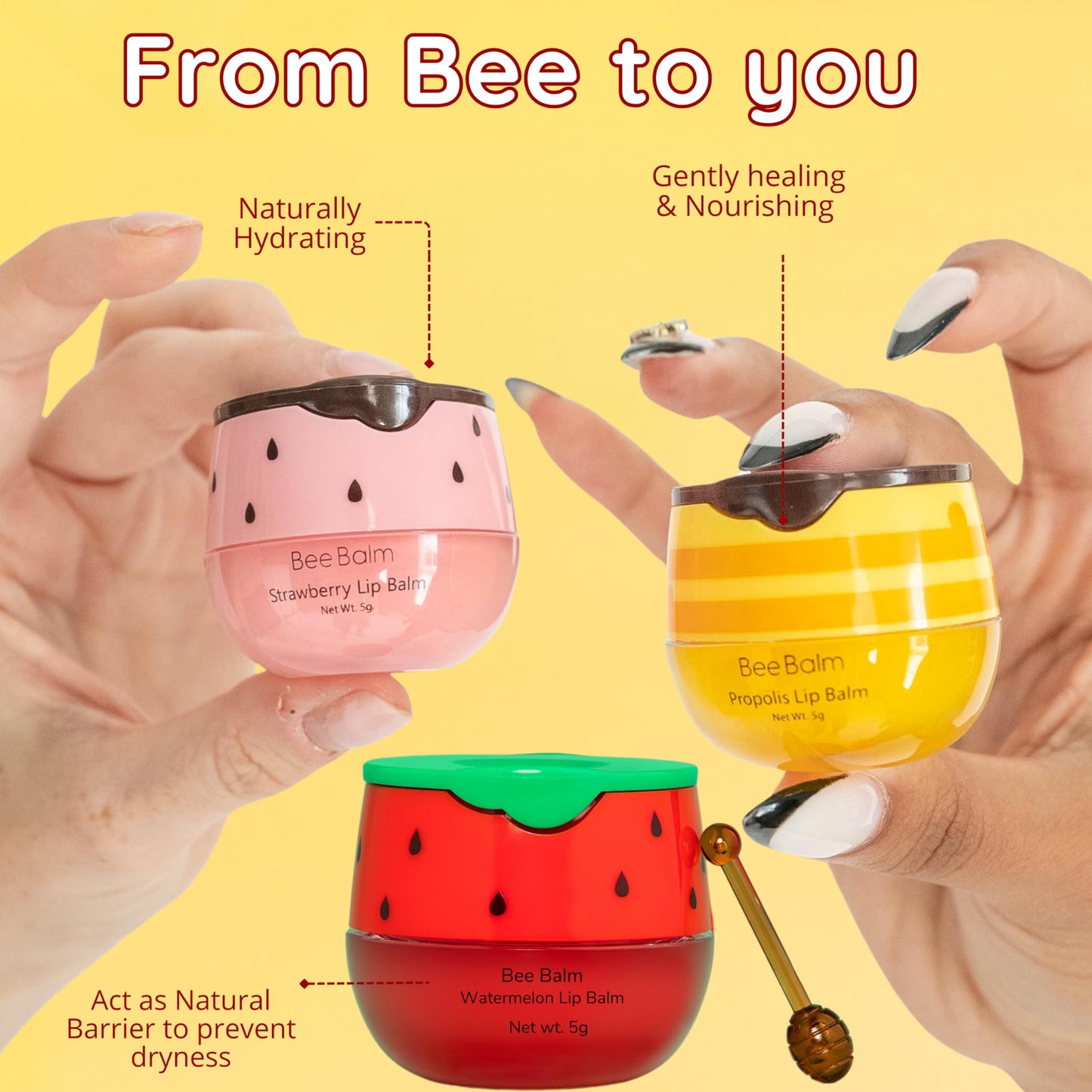 Original My Bee Balm Lip Balm – Propolis Hydrating Balm – Pot for Dry, Chapped & Cracked Lips – Deeply Moisturizes & Hydrates Lips with Organic Beeswax & Vitamin E