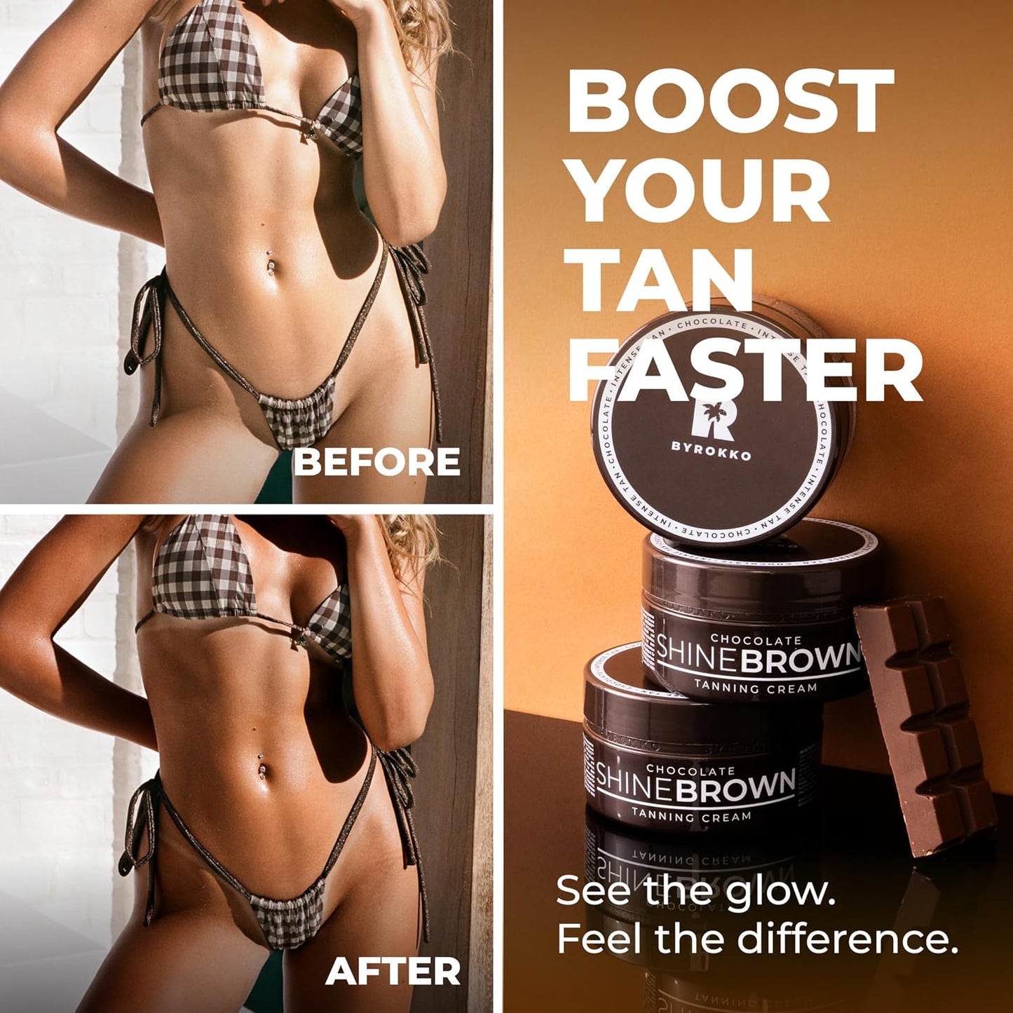 BYROKKO Shine Tan Accelerator Cream - Fast Bronzer for Deep Glow | 6.8 Fl Oz, Indoor/Outdoor Use