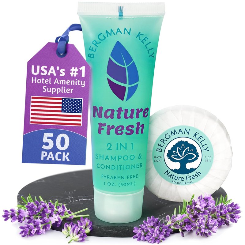 Bergman Kelly Round Soap Bars - 2-in-1 Shampoo & Conditioner Set | Nature Fresh, 1 oz Each, 100 Pieces