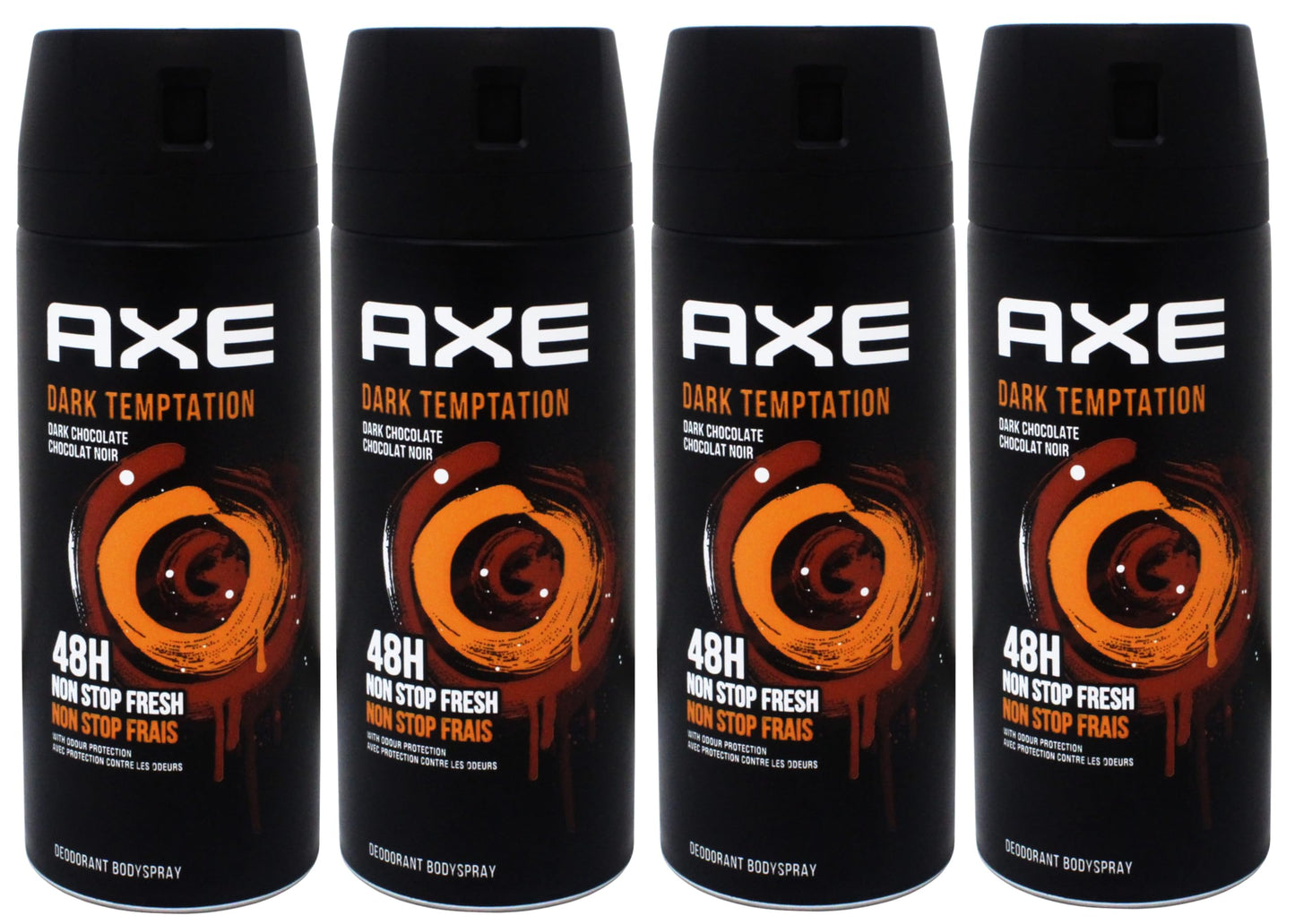 Axe Body Spray Deodorant for Long Lasting Odor Protection Dark Temptation All Day Fresh Scent Mens Deodorant Formulated Without Aluminum 5.1 oz 4 Count