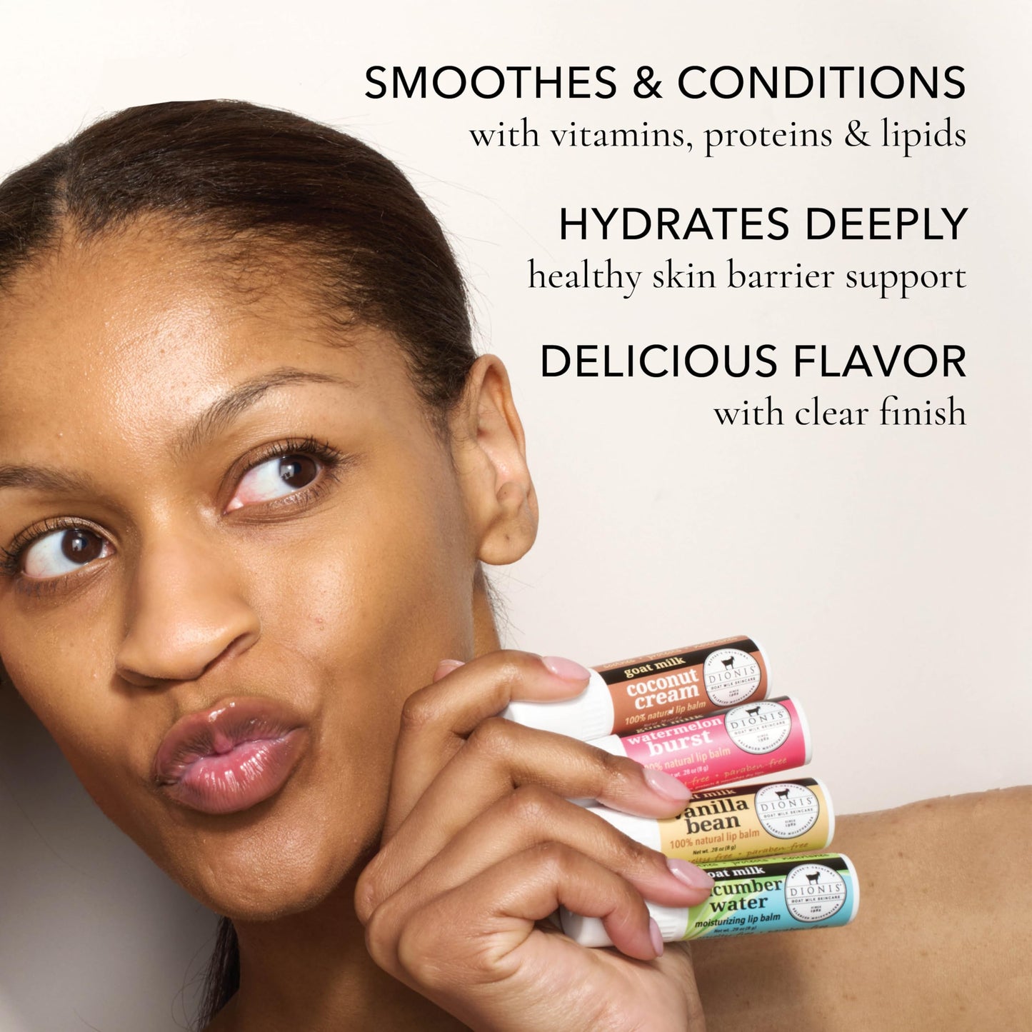 Dionis Goat Milk Signature Lip Balm Set - Moisturizing for Dry, Chapped, Lips, Conditioning with Beeswax, Shea Butter, Coconut Oil - Assorted 0.28oz (Pack of 6)