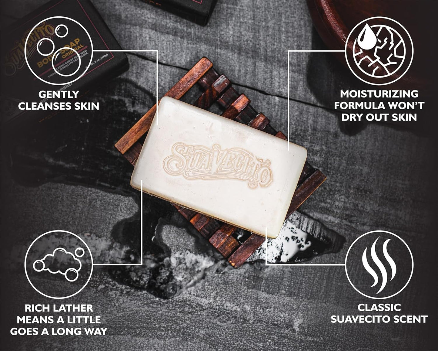 Suavecito Body & Hand Soap Bars - Moisturizing Original Fragrance | 6 oz, 3-Pack